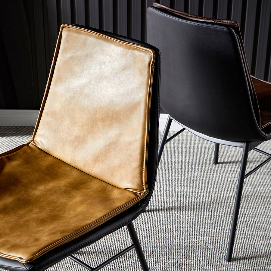 Industrial Style Leather Dining Chairs Solid Back Armless Side Chairs (Set of 2) Clearhalo ' kitchen&dining_furn' 'Dining Chairs' 'Dining Tables & Seating' 'dining_chair' 'furn' 'furn_dining_chair' 'Furniture' 'furniture_dining_chair' 'Kitchen & Dining Furniture' 'kitchen' 3871426