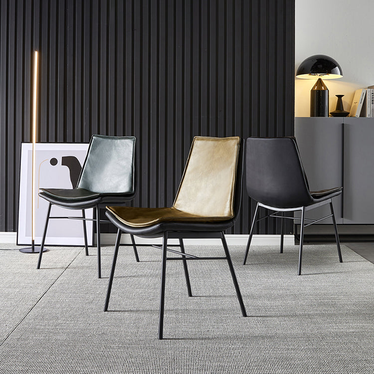 Industrial Style Leather Dining Chairs Solid Back Armless Side Chairs (Set of 2) Clearhalo ' kitchen&dining_furn' 'Dining Chairs' 'Dining Tables & Seating' 'dining_chair' 'furn' 'furn_dining_chair' 'Furniture' 'furniture_dining_chair' 'Kitchen & Dining Furniture' 'kitchen' 3871429