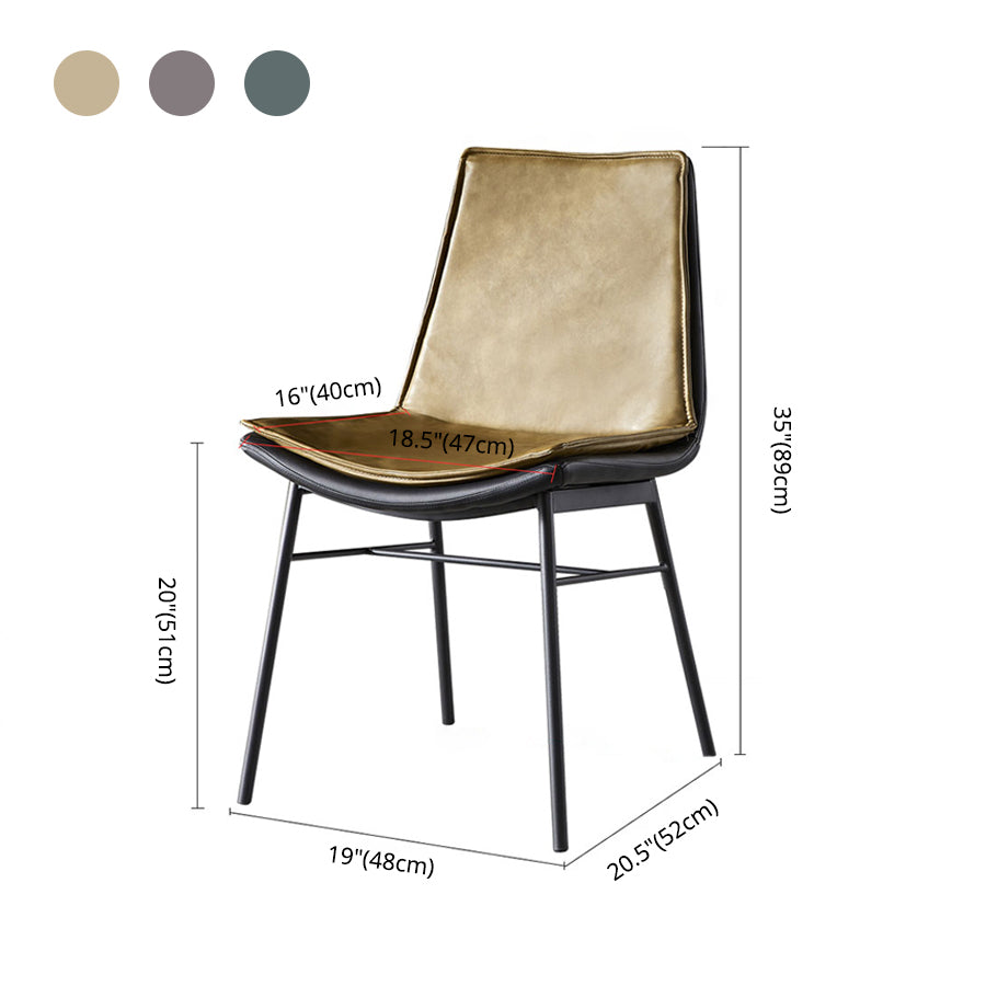 Industrial Style Leather Dining Chairs Solid Back Armless Side Chairs (Set of 2) Clearhalo ' kitchen&dining_furn' 'Dining Chairs' 'Dining Tables & Seating' 'dining_chair' 'furn' 'furn_dining_chair' 'Furniture' 'furniture_dining_chair' 'Kitchen & Dining Furniture' 'kitchen' 3871430