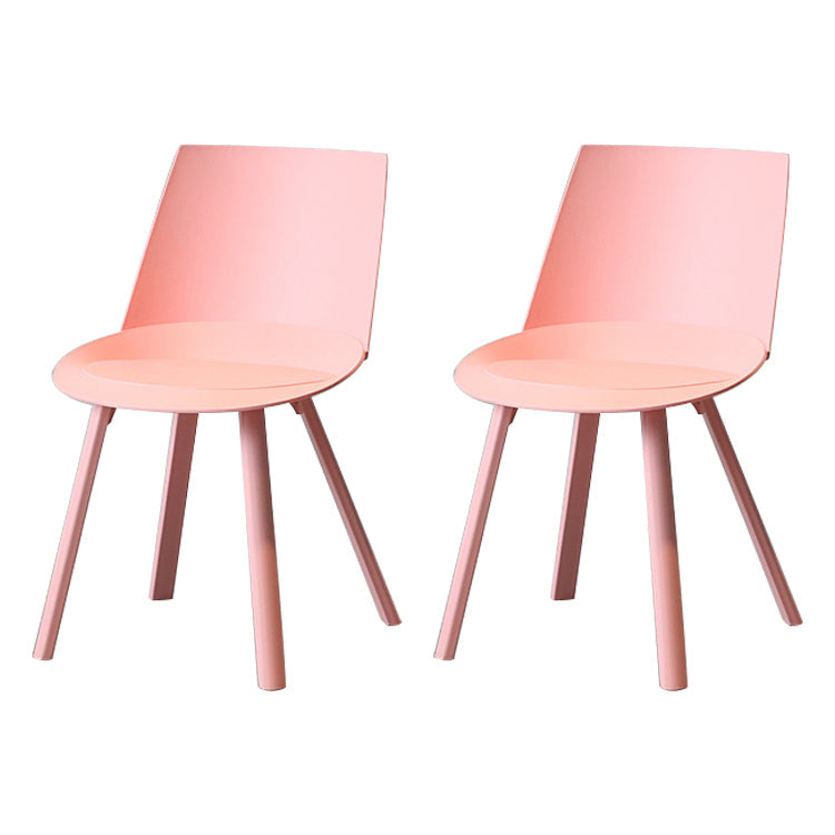 Scandinavian Study Room Plastic Side Chair Matte Finish Solid Back Dining Chair (Set of 2) Pink Clearhalo ' kitchen&dining_furn' 'Dining Chairs' 'Dining Tables & Seating' 'dining_chair' 'furn' 'furn_dining_chair' 'Furniture' 'furniture_dining_chair' 'Kitchen & Dining Furniture' 'kitchen' 3871433