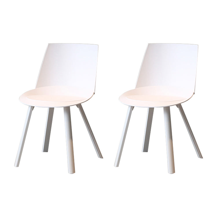 Scandinavian Study Room Plastic Side Chair Matte Finish Solid Back Dining Chair (Set of 2) White Clearhalo ' kitchen&dining_furn' 'Dining Chairs' 'Dining Tables & Seating' 'dining_chair' 'furn' 'furn_dining_chair' 'Furniture' 'furniture_dining_chair' 'Kitchen & Dining Furniture' 'kitchen' 3871437