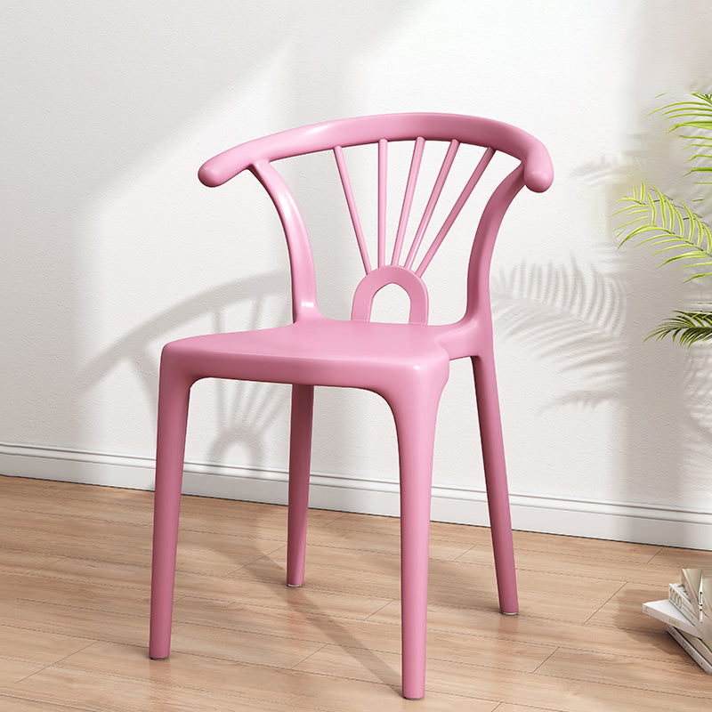 Modern Indoor-Outdoor Plastic Chair Patio Armless Wishbone Single Chair Pink Clearhalo ' kitchen&dining_furn' 'Dining Chairs' 'Dining Tables & Seating' 'dining_chair' 'furn' 'furn_dining_chair' 'Furniture' 'furniture_dining_chair' 'Kitchen & Dining Furniture' 'kitchen' 3871446