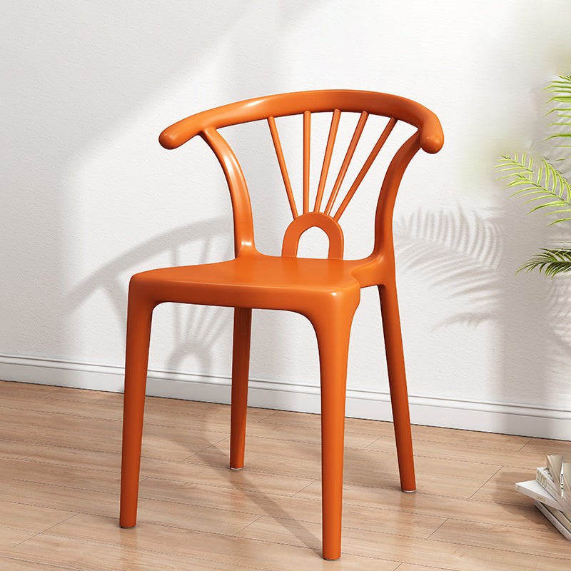 Modern Indoor-Outdoor Plastic Chair Patio Armless Wishbone Single Chair Orange Clearhalo ' kitchen&dining_furn' 'Dining Chairs' 'Dining Tables & Seating' 'dining_chair' 'furn' 'furn_dining_chair' 'Furniture' 'furniture_dining_chair' 'Kitchen & Dining Furniture' 'kitchen' 3871452