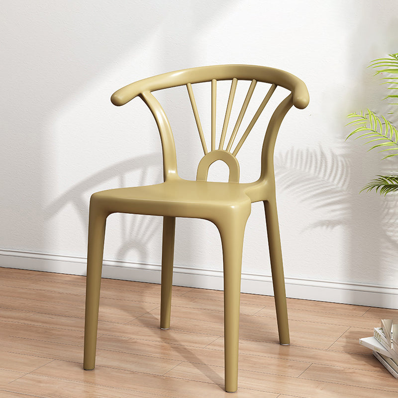 Modern Indoor-Outdoor Plastic Chair Patio Armless Wishbone Single Chair Khaki Clearhalo ' kitchen&dining_furn' 'Dining Chairs' 'Dining Tables & Seating' 'dining_chair' 'furn' 'furn_dining_chair' 'Furniture' 'furniture_dining_chair' 'Kitchen & Dining Furniture' 'kitchen' 3871458