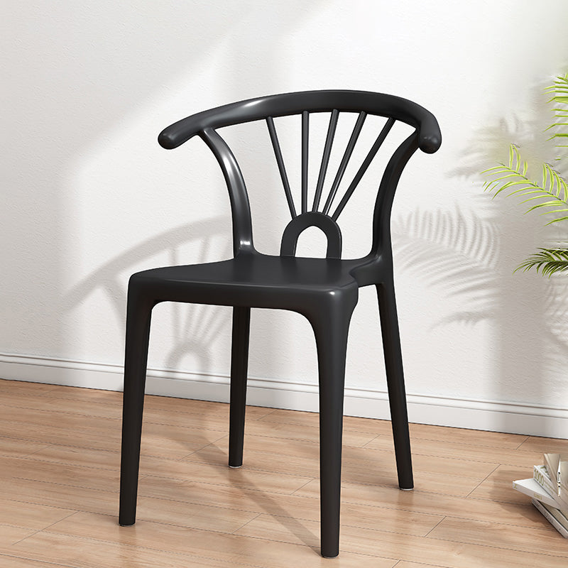 Modern Indoor-Outdoor Plastic Chair Patio Armless Wishbone Single Chair Black Clearhalo ' kitchen&dining_furn' 'Dining Chairs' 'Dining Tables & Seating' 'dining_chair' 'furn' 'furn_dining_chair' 'Furniture' 'furniture_dining_chair' 'Kitchen & Dining Furniture' 'kitchen' 3871460