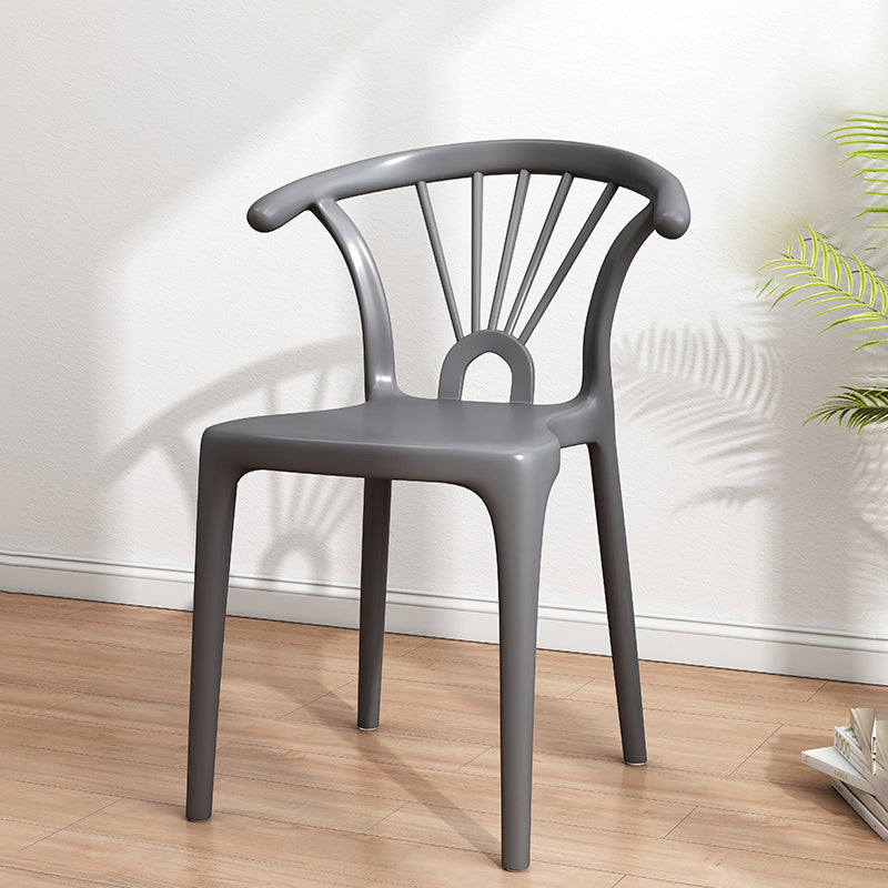 Modern Indoor-Outdoor Plastic Chair Patio Armless Wishbone Single Chair Dark Gray Clearhalo ' kitchen&dining_furn' 'Dining Chairs' 'Dining Tables & Seating' 'dining_chair' 'furn' 'furn_dining_chair' 'Furniture' 'furniture_dining_chair' 'Kitchen & Dining Furniture' 'kitchen' 3871462