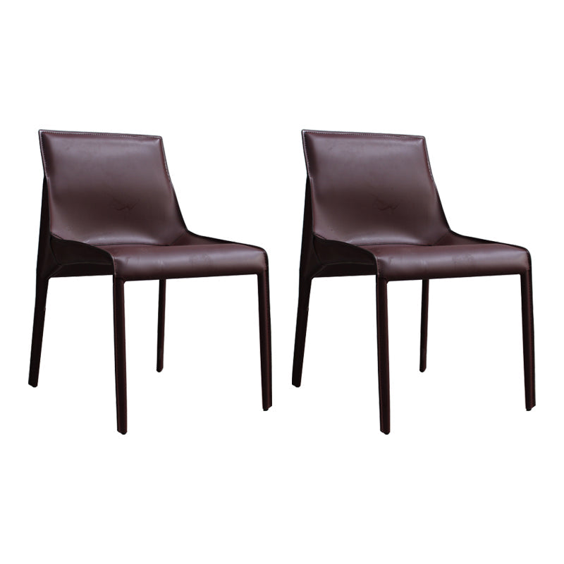Designer Style Leather Dining Chair Matte Finish Parsons Dining Side Chair Maroon 2 Piece Set Clearhalo ' kitchen&dining_furn' 'Dining Chairs' 'Dining Tables & Seating' 'dining_chair' 'furn' 'furn_dining_chair' 'Furniture' 'furniture_dining_chair' 'Kitchen & Dining Furniture' 'kitchen' 3871522