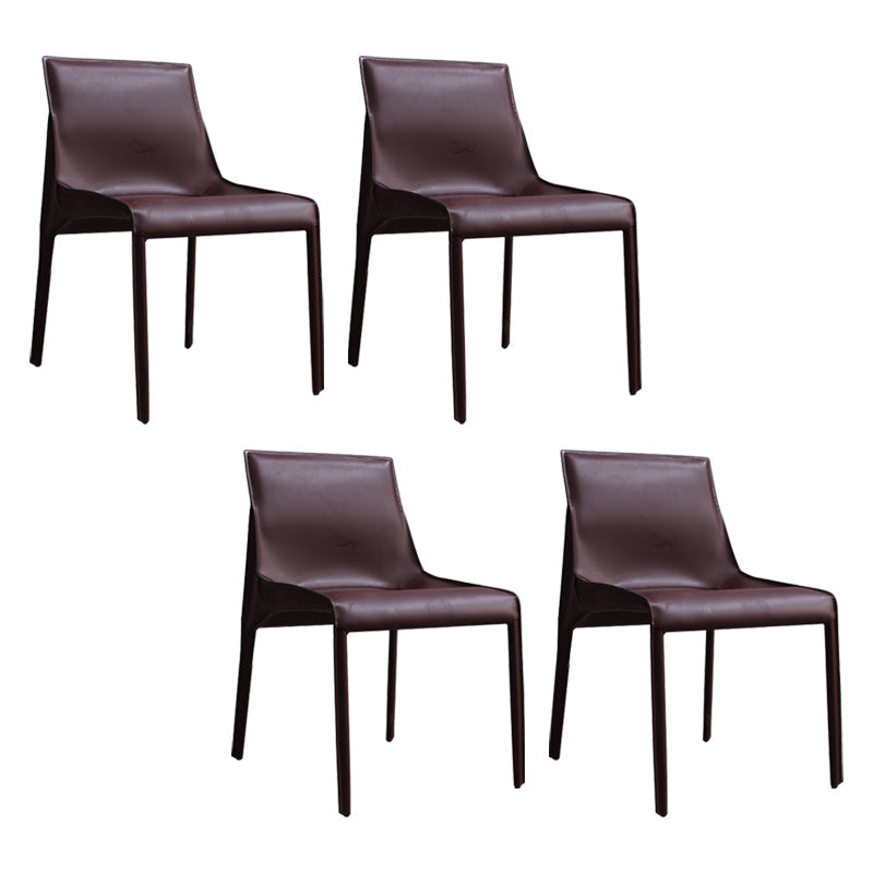 Designer Style Leather Dining Chair Matte Finish Parsons Dining Side Chair Maroon 4 Piece Set Clearhalo ' kitchen&dining_furn' 'Dining Chairs' 'Dining Tables & Seating' 'dining_chair' 'furn' 'furn_dining_chair' 'Furniture' 'furniture_dining_chair' 'Kitchen & Dining Furniture' 'kitchen' 3871524