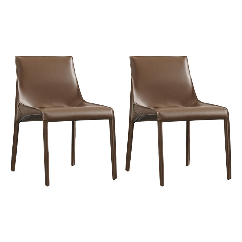 Designer Style Leather Dining Chair Matte Finish Parsons Dining Side Chair Brown 2 Piece Set Clearhalo ' kitchen&dining_furn' 'Dining Chairs' 'Dining Tables & Seating' 'dining_chair' 'furn' 'furn_dining_chair' 'Furniture' 'furniture_dining_chair' 'Kitchen & Dining Furniture' 'kitchen' 3871525