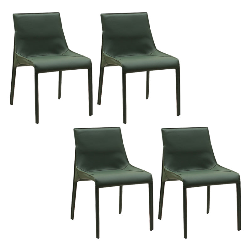 Designer Style Leather Dining Chair Matte Finish Parsons Dining Side Chair Blackish Green 4 Piece Set Clearhalo ' kitchen&dining_furn' 'Dining Chairs' 'Dining Tables & Seating' 'dining_chair' 'furn' 'furn_dining_chair' 'Furniture' 'furniture_dining_chair' 'Kitchen & Dining Furniture' 'kitchen' 3871534