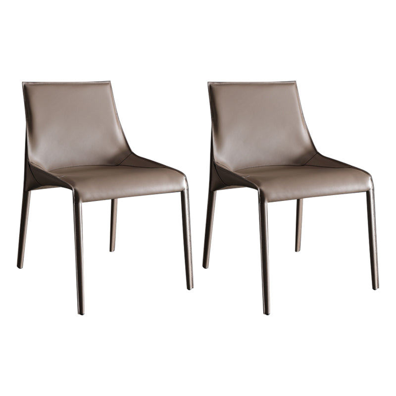 Designer Style Leather Dining Chair Matte Finish Parsons Dining Side Chair Khaki 2 Piece Set Clearhalo ' kitchen&dining_furn' 'Dining Chairs' 'Dining Tables & Seating' 'dining_chair' 'furn' 'furn_dining_chair' 'Furniture' 'furniture_dining_chair' 'Kitchen & Dining Furniture' 'kitchen' 3871537