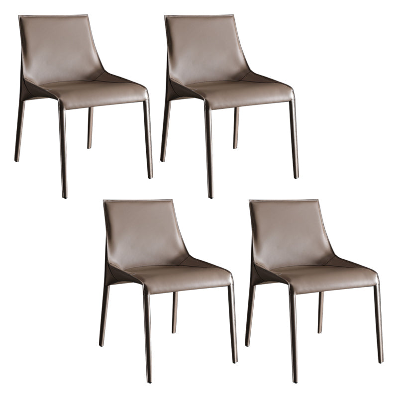 Designer Style Leather Dining Chair Matte Finish Parsons Dining Side Chair Khaki 4 Piece Set Clearhalo ' kitchen&dining_furn' 'Dining Chairs' 'Dining Tables & Seating' 'dining_chair' 'furn' 'furn_dining_chair' 'Furniture' 'furniture_dining_chair' 'Kitchen & Dining Furniture' 'kitchen' 3871540