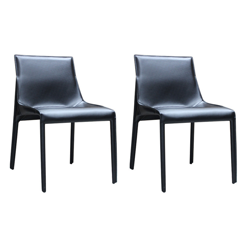 Designer Style Leather Dining Chair Matte Finish Parsons Dining Side Chair Black 2 Piece Set Clearhalo ' kitchen&dining_furn' 'Dining Chairs' 'Dining Tables & Seating' 'dining_chair' 'furn' 'furn_dining_chair' 'Furniture' 'furniture_dining_chair' 'Kitchen & Dining Furniture' 'kitchen' 3871542
