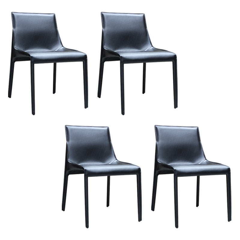 Designer Style Leather Dining Chair Matte Finish Parsons Dining Side Chair Black 4 Piece Set Clearhalo ' kitchen&dining_furn' 'Dining Chairs' 'Dining Tables & Seating' 'dining_chair' 'furn' 'furn_dining_chair' 'Furniture' 'furniture_dining_chair' 'Kitchen & Dining Furniture' 'kitchen' 3871543