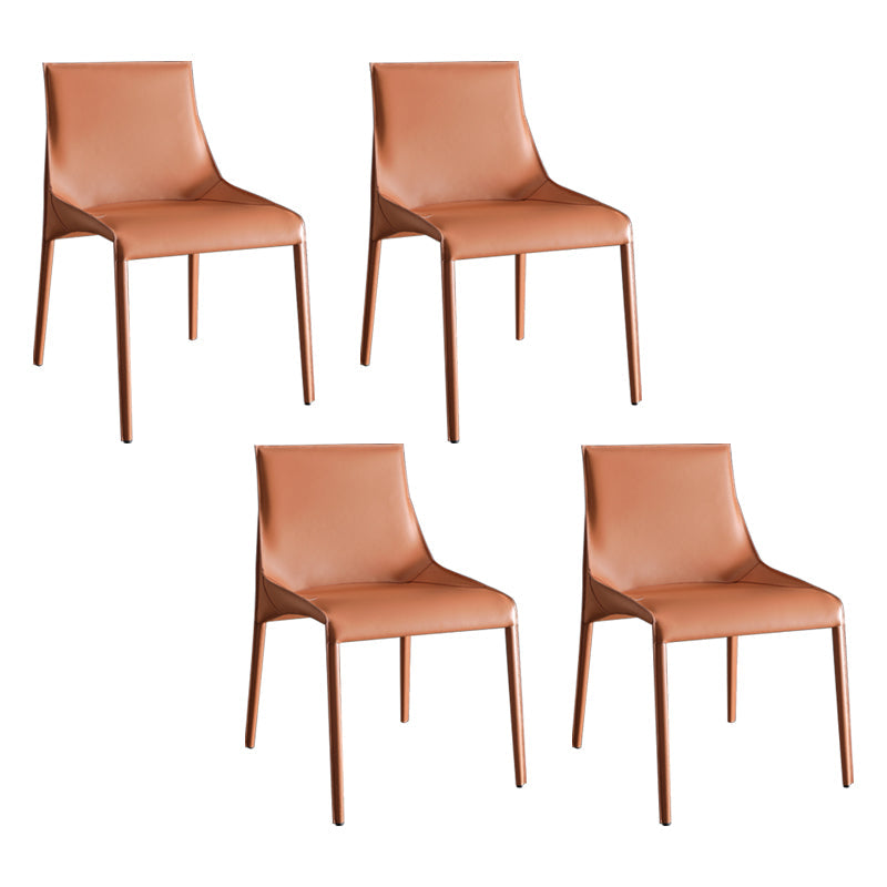 Designer Style Leather Dining Chair Matte Finish Parsons Dining Side Chair Orange 4 Piece Set Clearhalo ' kitchen&dining_furn' 'Dining Chairs' 'Dining Tables & Seating' 'dining_chair' 'furn' 'furn_dining_chair' 'Furniture' 'furniture_dining_chair' 'Kitchen & Dining Furniture' 'kitchen' 3871546