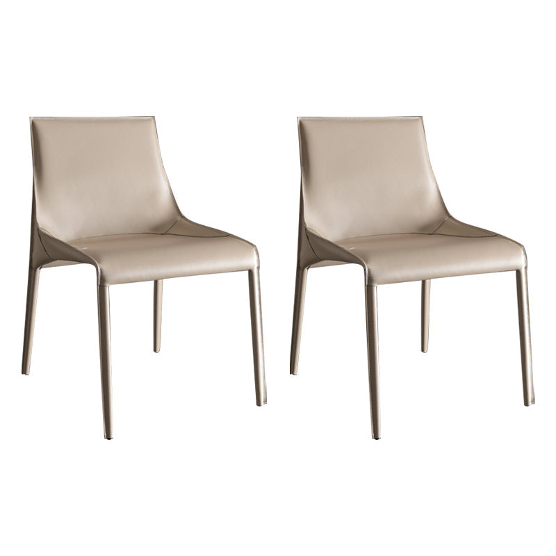 Designer Style Leather Dining Chair Matte Finish Parsons Dining Side Chair Beige 2 Piece Set Clearhalo ' kitchen&dining_furn' 'Dining Chairs' 'Dining Tables & Seating' 'dining_chair' 'furn' 'furn_dining_chair' 'Furniture' 'furniture_dining_chair' 'Kitchen & Dining Furniture' 'kitchen' 3871548