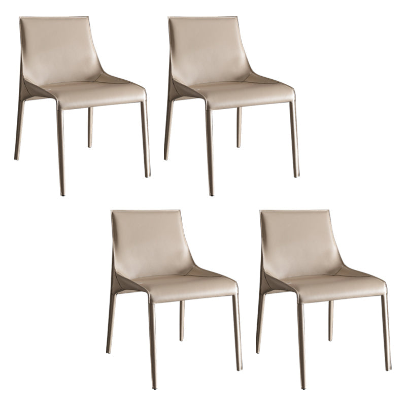 Designer Style Leather Dining Chair Matte Finish Parsons Dining Side Chair Beige 4 Piece Set Clearhalo ' kitchen&dining_furn' 'Dining Chairs' 'Dining Tables & Seating' 'dining_chair' 'furn' 'furn_dining_chair' 'Furniture' 'furniture_dining_chair' 'Kitchen & Dining Furniture' 'kitchen' 3871549