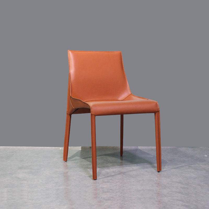 Designer Style Leather Dining Chair Matte Finish Parsons Dining Side Chair Orange Red 1 Piece Clearhalo ' kitchen&dining_furn' 'Dining Chairs' 'Dining Tables & Seating' 'dining_chair' 'furn' 'furn_dining_chair' 'Furniture' 'furniture_dining_chair' 'Kitchen & Dining Furniture' 'kitchen' 3871550