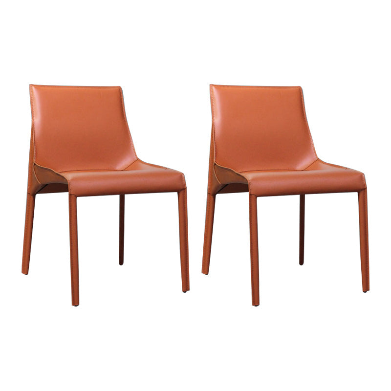 Designer Style Leather Dining Chair Matte Finish Parsons Dining Side Chair Orange Red 2 Piece Set Clearhalo ' kitchen&dining_furn' 'Dining Chairs' 'Dining Tables & Seating' 'dining_chair' 'furn' 'furn_dining_chair' 'Furniture' 'furniture_dining_chair' 'Kitchen & Dining Furniture' 'kitchen' 3871551