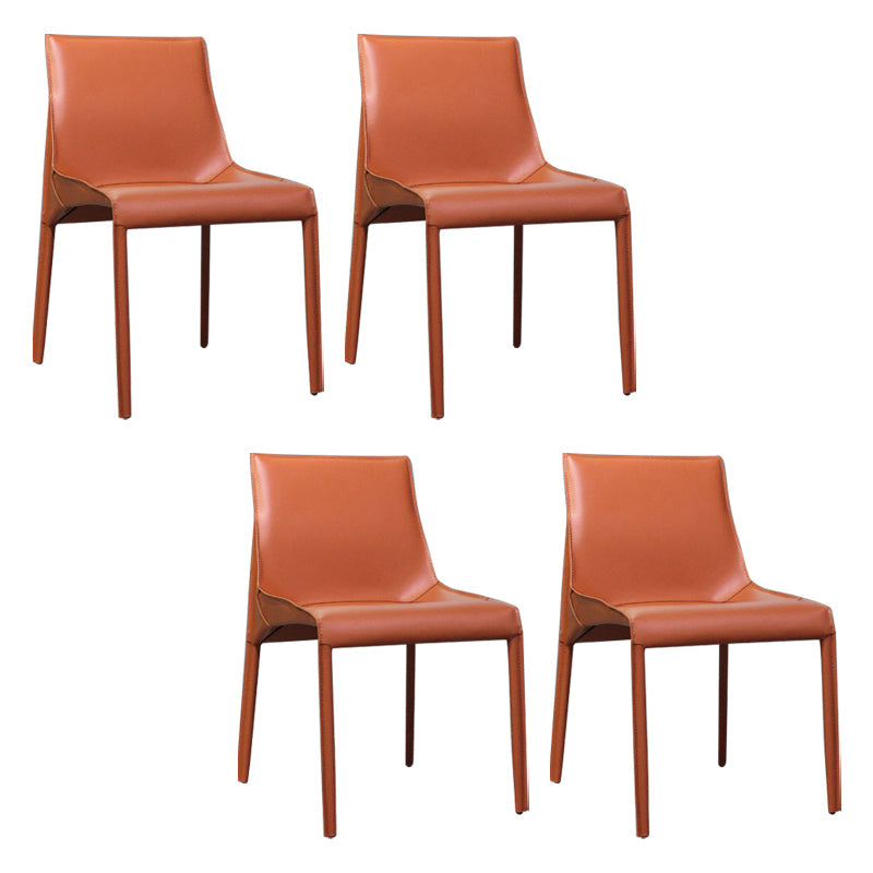 Designer Style Leather Dining Chair Matte Finish Parsons Dining Side Chair Orange Red 4 Piece Set Clearhalo ' kitchen&dining_furn' 'Dining Chairs' 'Dining Tables & Seating' 'dining_chair' 'furn' 'furn_dining_chair' 'Furniture' 'furniture_dining_chair' 'Kitchen & Dining Furniture' 'kitchen' 3871552