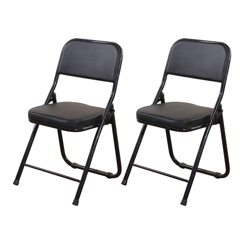 Contemporary Side Chair Metal Home Armless Upholstery Open Back Dining Side Chair Textured Black 2 Piece Set Clearhalo ' kitchen&dining_furn' 'Dining Chairs' 'Dining Tables & Seating' 'dining_chair' 'furn' 'furn_dining_chair' 'Furniture' 'furniture_dining_chair' 'Kitchen & Dining Furniture' 'kitchen' 3871562