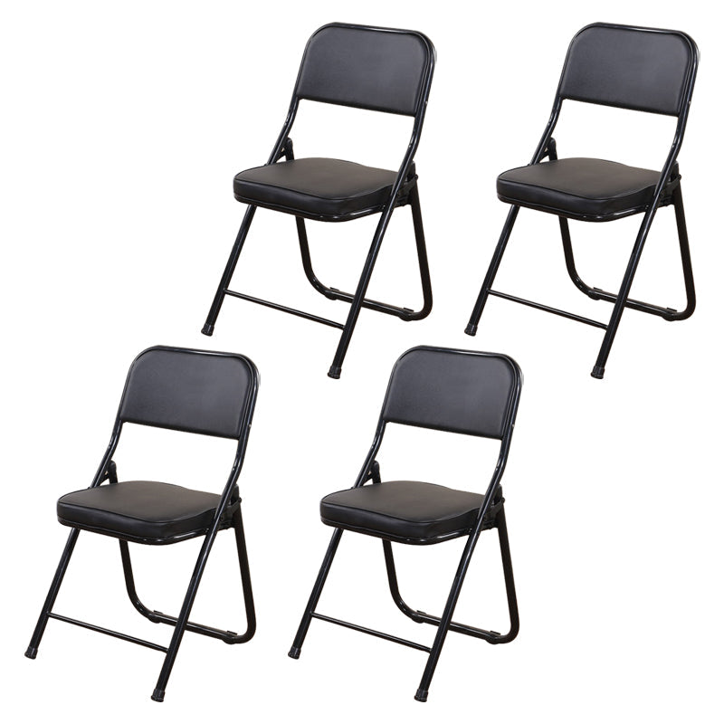 Contemporary Side Chair Metal Home Armless Upholstery Open Back Dining Side Chair Textured Black 4 Piece Set Clearhalo ' kitchen&dining_furn' 'Dining Chairs' 'Dining Tables & Seating' 'dining_chair' 'furn' 'furn_dining_chair' 'Furniture' 'furniture_dining_chair' 'Kitchen & Dining Furniture' 'kitchen' 3871564