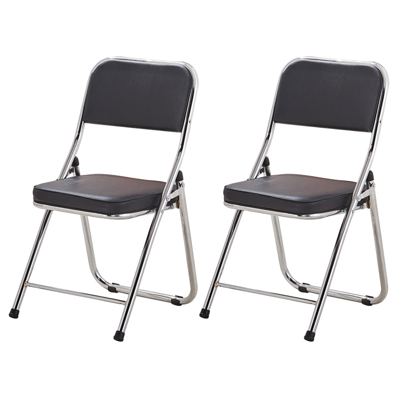 Contemporary Side Chair Metal Home Armless Upholstery Open Back Dining Side Chair Black 2 Piece Set Clearhalo ' kitchen&dining_furn' 'Dining Chairs' 'Dining Tables & Seating' 'dining_chair' 'furn' 'furn_dining_chair' 'Furniture' 'furniture_dining_chair' 'Kitchen & Dining Furniture' 'kitchen' 3871566