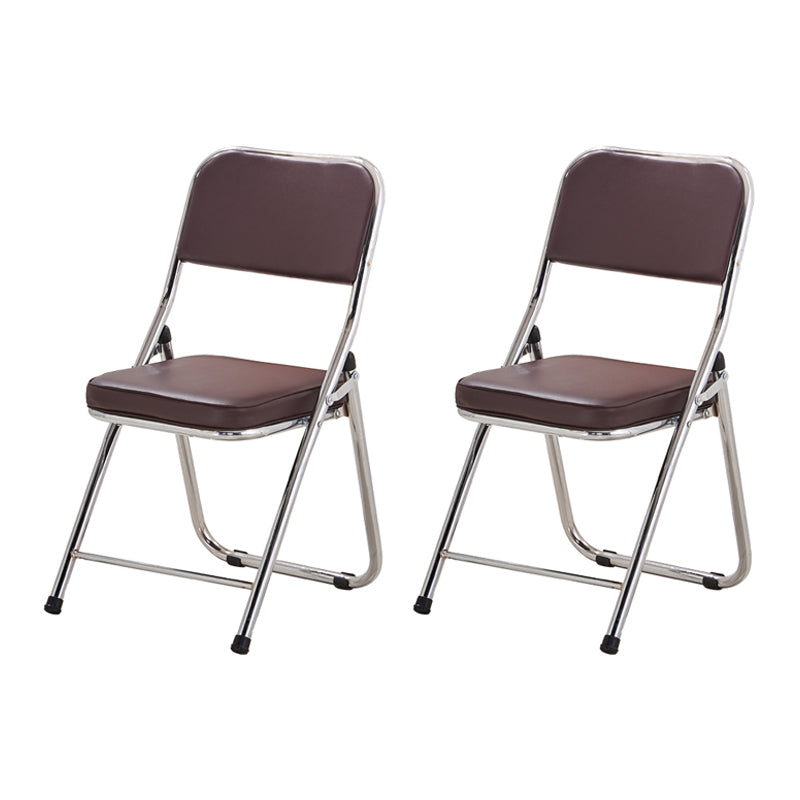 Contemporary Side Chair Metal Home Armless Upholstery Open Back Dining Side Chair Brown 2 Piece Set Clearhalo ' kitchen&dining_furn' 'Dining Chairs' 'Dining Tables & Seating' 'dining_chair' 'furn' 'furn_dining_chair' 'Furniture' 'furniture_dining_chair' 'Kitchen & Dining Furniture' 'kitchen' 3871573