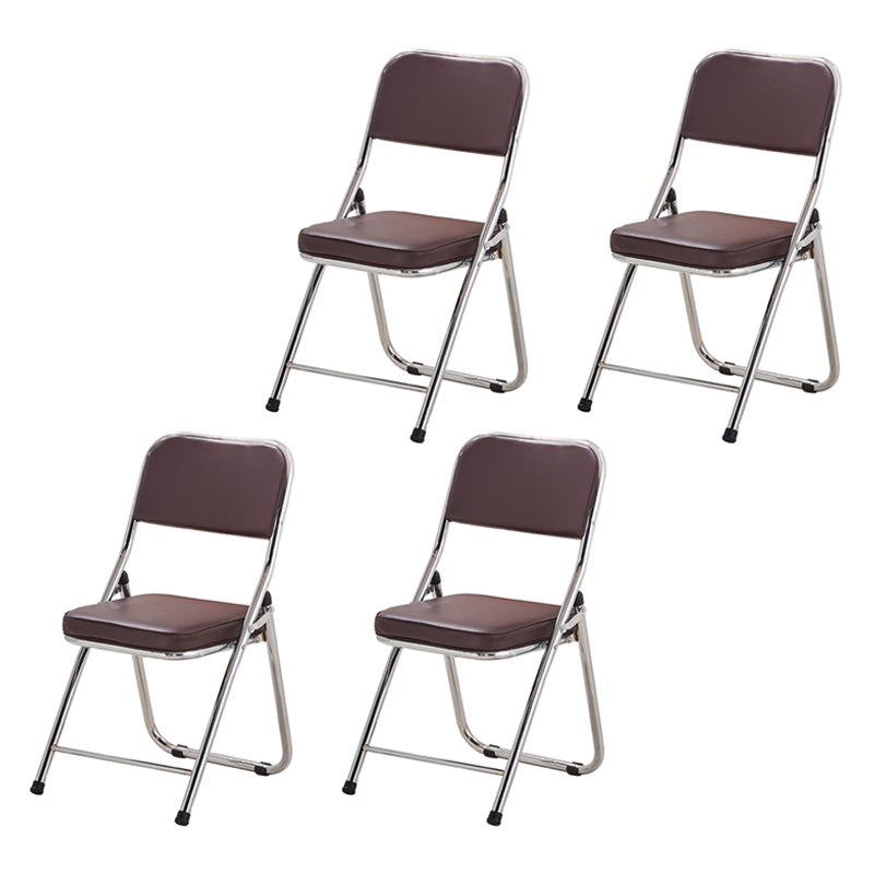 Contemporary Side Chair Metal Home Armless Upholstery Open Back Dining Side Chair Brown 4 Piece Set Clearhalo ' kitchen&dining_furn' 'Dining Chairs' 'Dining Tables & Seating' 'dining_chair' 'furn' 'furn_dining_chair' 'Furniture' 'furniture_dining_chair' 'Kitchen & Dining Furniture' 'kitchen' 3871575