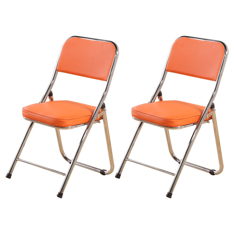 Contemporary Side Chair Metal Home Armless Upholstery Open Back Dining Side Chair Orange-Red 2 Piece Set Clearhalo ' kitchen&dining_furn' 'Dining Chairs' 'Dining Tables & Seating' 'dining_chair' 'furn' 'furn_dining_chair' 'Furniture' 'furniture_dining_chair' 'Kitchen & Dining Furniture' 'kitchen' 3871577