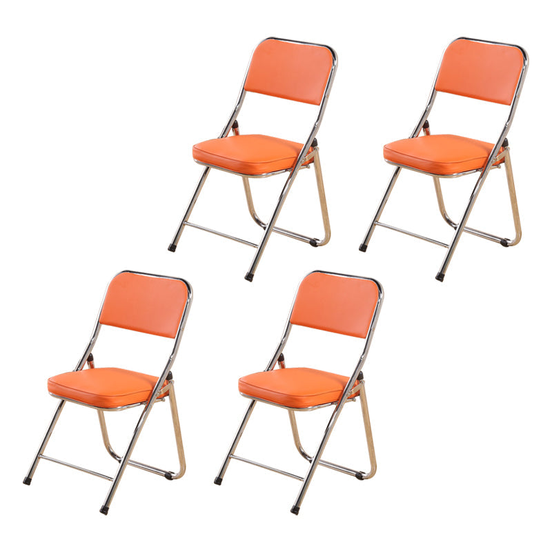Contemporary Side Chair Metal Home Armless Upholstery Open Back Dining Side Chair Orange-Red 4 Piece Set Clearhalo ' kitchen&dining_furn' 'Dining Chairs' 'Dining Tables & Seating' 'dining_chair' 'furn' 'furn_dining_chair' 'Furniture' 'furniture_dining_chair' 'Kitchen & Dining Furniture' 'kitchen' 3871578