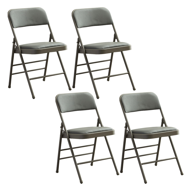 Contemporary Side Chair Home Metal Folding Open Back Armless Dining Side Chair Light Gray 4 Piece Set Clearhalo ' kitchen&dining_furn' 'Dining Chairs' 'Dining Tables & Seating' 'dining_chair' 'furn' 'furn_dining_chair' 'Furniture' 'furniture_dining_chair' 'Kitchen & Dining Furniture' 'kitchen' 3871595
