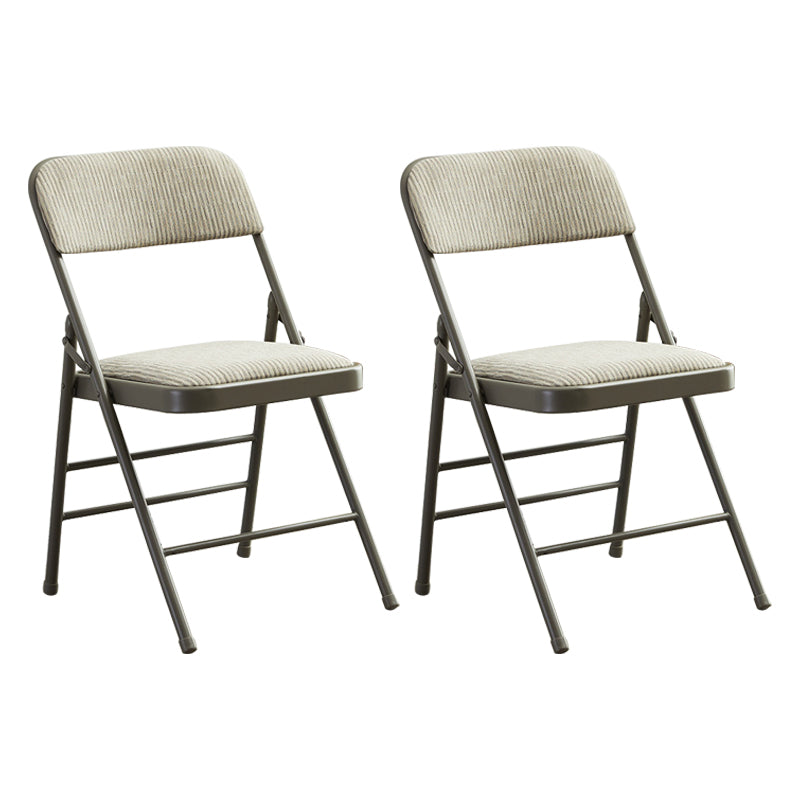 Contemporary Side Chair Home Metal Folding Open Back Armless Dining Side Chair Off-White 2 Piece Set Clearhalo ' kitchen&dining_furn' 'Dining Chairs' 'Dining Tables & Seating' 'dining_chair' 'furn' 'furn_dining_chair' 'Furniture' 'furniture_dining_chair' 'Kitchen & Dining Furniture' 'kitchen' 3871598