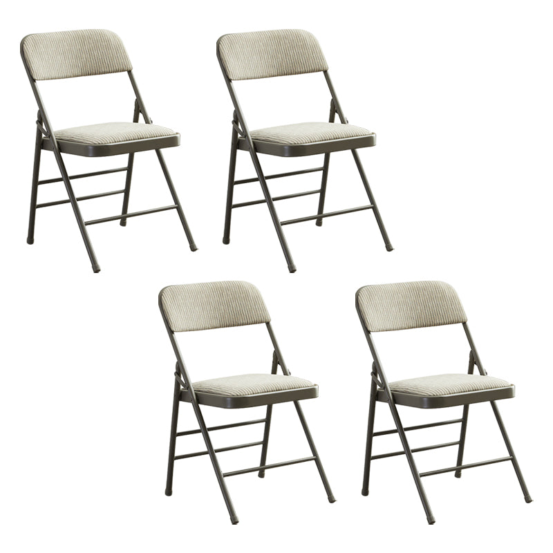 Contemporary Side Chair Home Metal Folding Open Back Armless Dining Side Chair Off-White 4 Piece Set Clearhalo ' kitchen&dining_furn' 'Dining Chairs' 'Dining Tables & Seating' 'dining_chair' 'furn' 'furn_dining_chair' 'Furniture' 'furniture_dining_chair' 'Kitchen & Dining Furniture' 'kitchen' 3871600