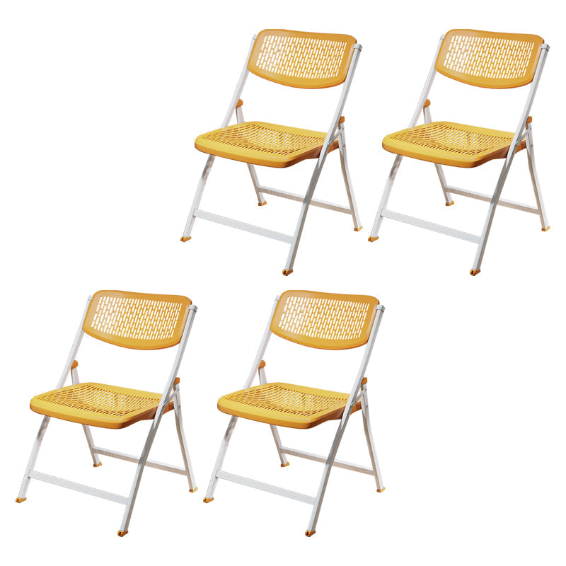 Modern Indoor-Outdoor Chair Home Metal Folding Open Back Dining Side Chair Yellow 4 Piece Set Clearhalo ' kitchen&dining_furn' 'Dining Chairs' 'Dining Tables & Seating' 'dining_chair' 'furn' 'furn_dining_chair' 'Furniture' 'furniture_dining_chair' 'Kitchen & Dining Furniture' 'kitchen' 3871616