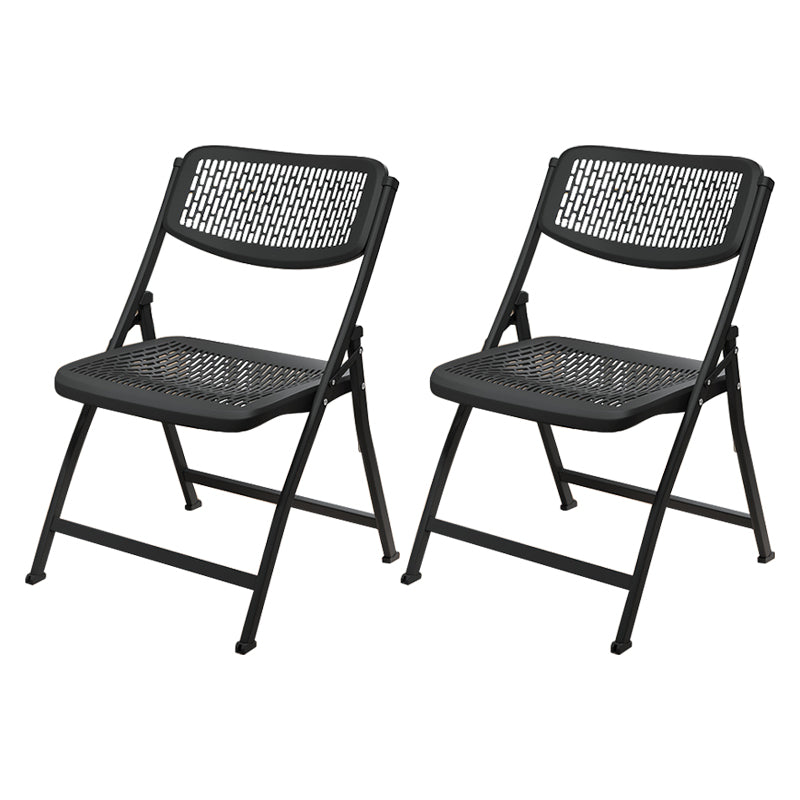 Modern Indoor-Outdoor Chair Home Metal Folding Open Back Dining Side Chair Black 2 Piece Set Clearhalo ' kitchen&dining_furn' 'Dining Chairs' 'Dining Tables & Seating' 'dining_chair' 'furn' 'furn_dining_chair' 'Furniture' 'furniture_dining_chair' 'Kitchen & Dining Furniture' 'kitchen' 3871641