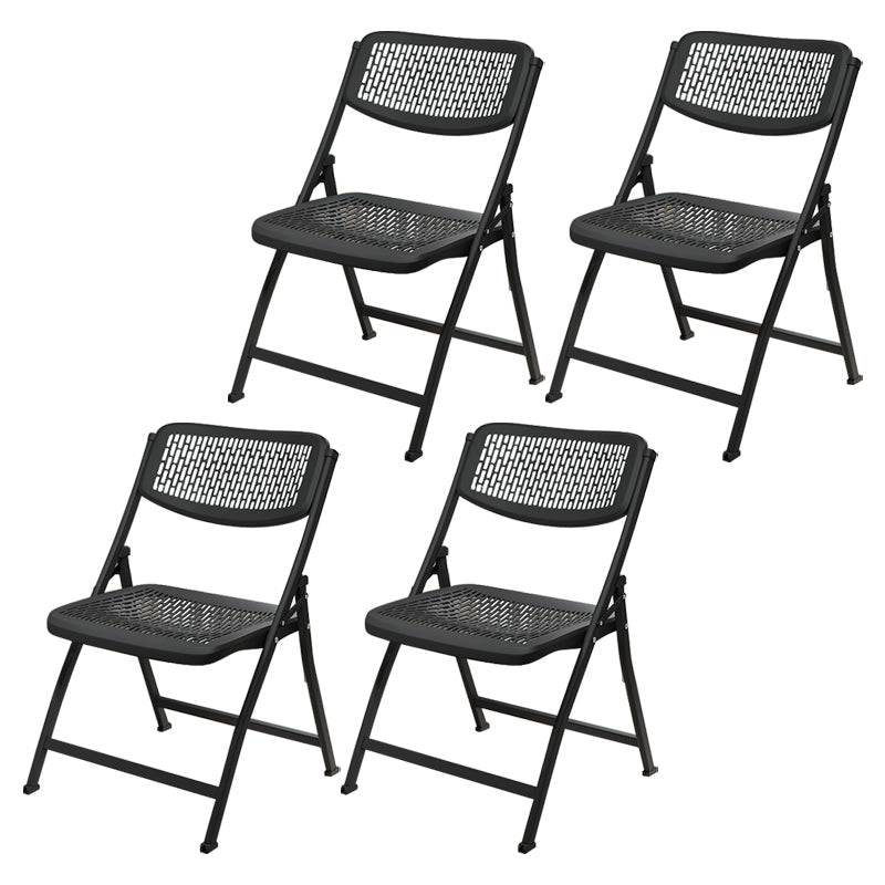 Modern Indoor-Outdoor Chair Home Metal Folding Open Back Dining Side Chair Black 4 Piece Set Clearhalo ' kitchen&dining_furn' 'Dining Chairs' 'Dining Tables & Seating' 'dining_chair' 'furn' 'furn_dining_chair' 'Furniture' 'furniture_dining_chair' 'Kitchen & Dining Furniture' 'kitchen' 3871642