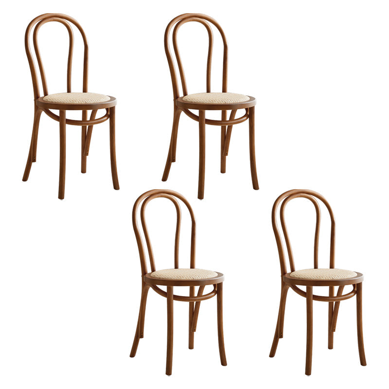 Contemporary Style Beech Wood Chairs Windsor Back Side Kitchen Dining Chairs Brown Wicker & Rattan 4 Piece Set Clearhalo ' kitchen&dining_furn' 'Dining Chairs' 'Dining Tables & Seating' 'dining_chair' 'furn' 'furn_dining_chair' 'Furniture' 'furniture_dining_chair' 'Kitchen & Dining Furniture' 'kitchen' 3871648