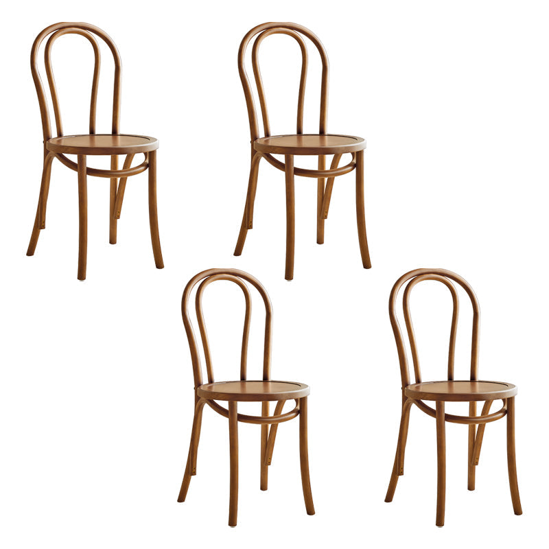 Contemporary Style Beech Wood Chairs Windsor Back Side Kitchen Dining Chairs Brown Wood 4 Piece Set Clearhalo ' kitchen&dining_furn' 'Dining Chairs' 'Dining Tables & Seating' 'dining_chair' 'furn' 'furn_dining_chair' 'Furniture' 'furniture_dining_chair' 'Kitchen & Dining Furniture' 'kitchen' 3871669