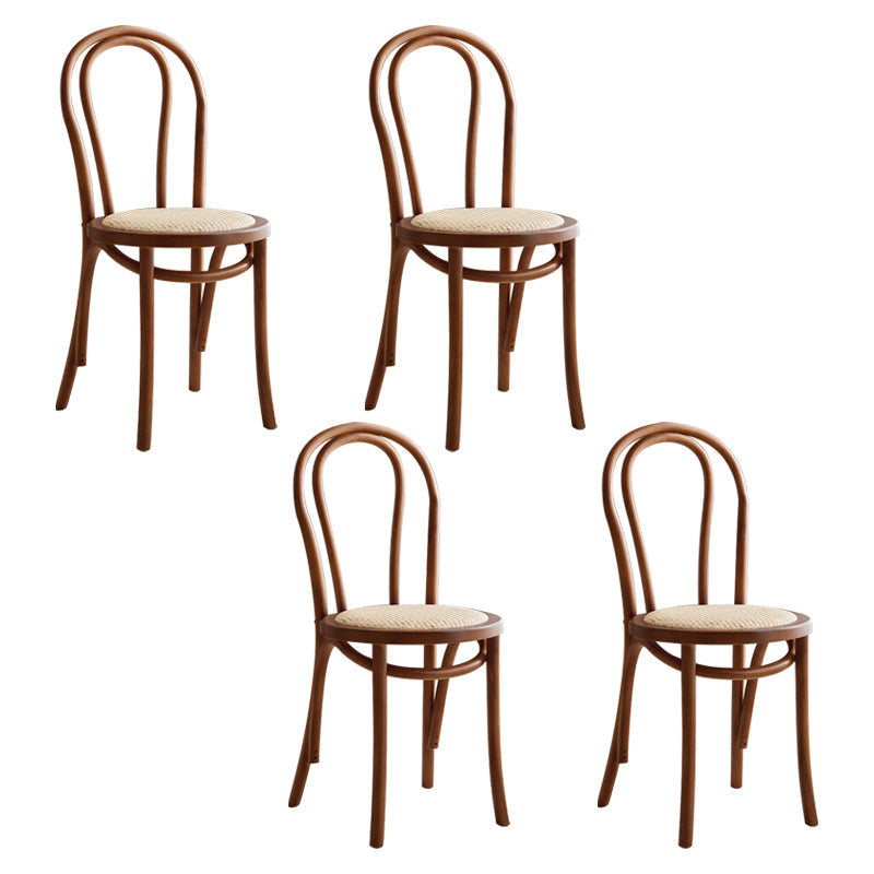 Contemporary Style Beech Wood Chairs Windsor Back Side Kitchen Dining Chairs Walnut Wicker & Rattan 4 Piece Set Clearhalo ' kitchen&dining_furn' 'Dining Chairs' 'Dining Tables & Seating' 'dining_chair' 'furn' 'furn_dining_chair' 'Furniture' 'furniture_dining_chair' 'Kitchen & Dining Furniture' 'kitchen' 3871675