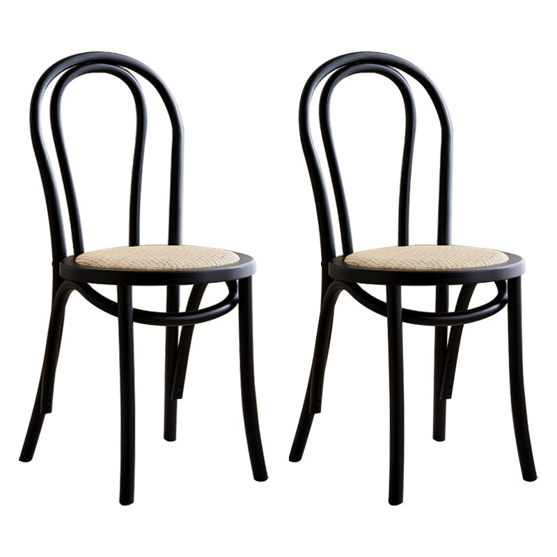 Contemporary Style Beech Wood Chairs Windsor Back Side Kitchen Dining Chairs Black Wicker & Rattan 2 Piece Set Clearhalo ' kitchen&dining_furn' 'Dining Chairs' 'Dining Tables & Seating' 'dining_chair' 'furn' 'furn_dining_chair' 'Furniture' 'furniture_dining_chair' 'Kitchen & Dining Furniture' 'kitchen' 3871680