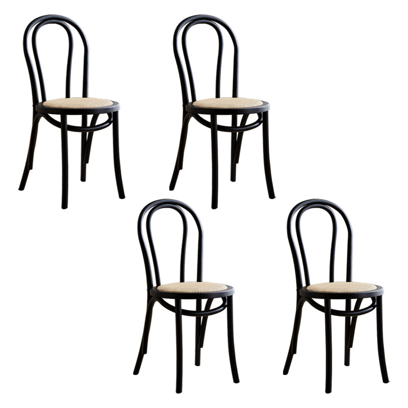Contemporary Style Beech Wood Chairs Windsor Back Side Kitchen Dining Chairs Black Wicker & Rattan 4 Piece Set Clearhalo ' kitchen&dining_furn' 'Dining Chairs' 'Dining Tables & Seating' 'dining_chair' 'furn' 'furn_dining_chair' 'Furniture' 'furniture_dining_chair' 'Kitchen & Dining Furniture' 'kitchen' 3871681