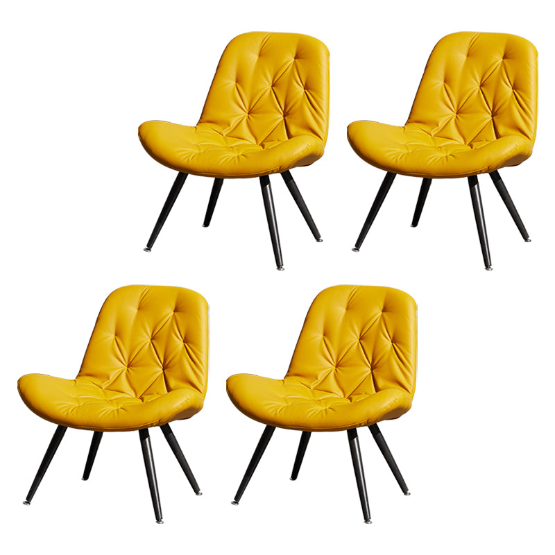 Modern Indoor-Outdoor Chair Metal Home Slipper Upholstered Armless Parsons Chair Yellow 4 Piece Set Clearhalo ' kitchen&dining_furn' 'Dining Chairs' 'Dining Tables & Seating' 'dining_chair' 'furn' 'furn_dining_chair' 'Furniture' 'furniture_dining_chair' 'Kitchen & Dining Furniture' 'kitchen' 3871696