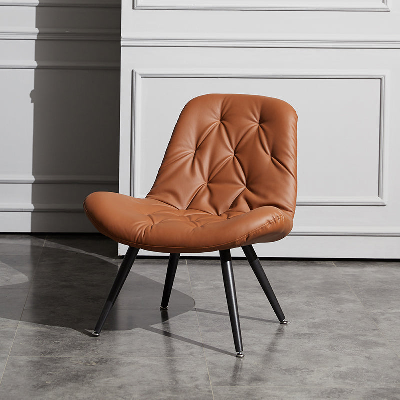 Modern Indoor-Outdoor Chair Metal Home Slipper Upholstered Armless Parsons Chair Brown 1 Piece Clearhalo ' kitchen&dining_furn' 'Dining Chairs' 'Dining Tables & Seating' 'dining_chair' 'furn' 'furn_dining_chair' 'Furniture' 'furniture_dining_chair' 'Kitchen & Dining Furniture' 'kitchen' 3871705