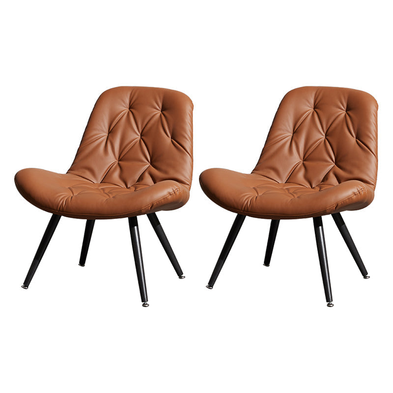 Modern Indoor-Outdoor Chair Metal Home Slipper Upholstered Armless Parsons Chair Brown 2 Piece Set Clearhalo ' kitchen&dining_furn' 'Dining Chairs' 'Dining Tables & Seating' 'dining_chair' 'furn' 'furn_dining_chair' 'Furniture' 'furniture_dining_chair' 'Kitchen & Dining Furniture' 'kitchen' 3871706