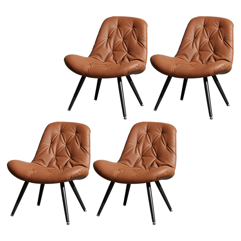 Modern Indoor-Outdoor Chair Metal Home Slipper Upholstered Armless Parsons Chair Brown 4 Piece Set Clearhalo ' kitchen&dining_furn' 'Dining Chairs' 'Dining Tables & Seating' 'dining_chair' 'furn' 'furn_dining_chair' 'Furniture' 'furniture_dining_chair' 'Kitchen & Dining Furniture' 'kitchen' 3871707