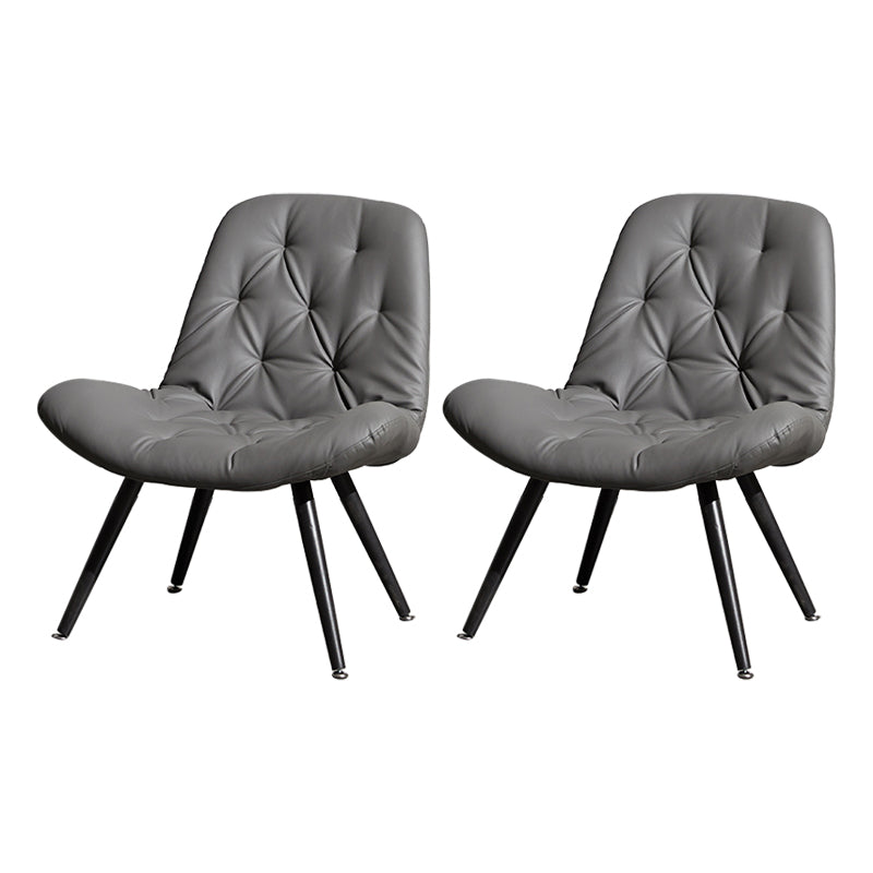 Modern Indoor-Outdoor Chair Metal Home Slipper Upholstered Armless Parsons Chair Grey 2 Piece Set Clearhalo ' kitchen&dining_furn' 'Dining Chairs' 'Dining Tables & Seating' 'dining_chair' 'furn' 'furn_dining_chair' 'Furniture' 'furniture_dining_chair' 'Kitchen & Dining Furniture' 'kitchen' 3871709
