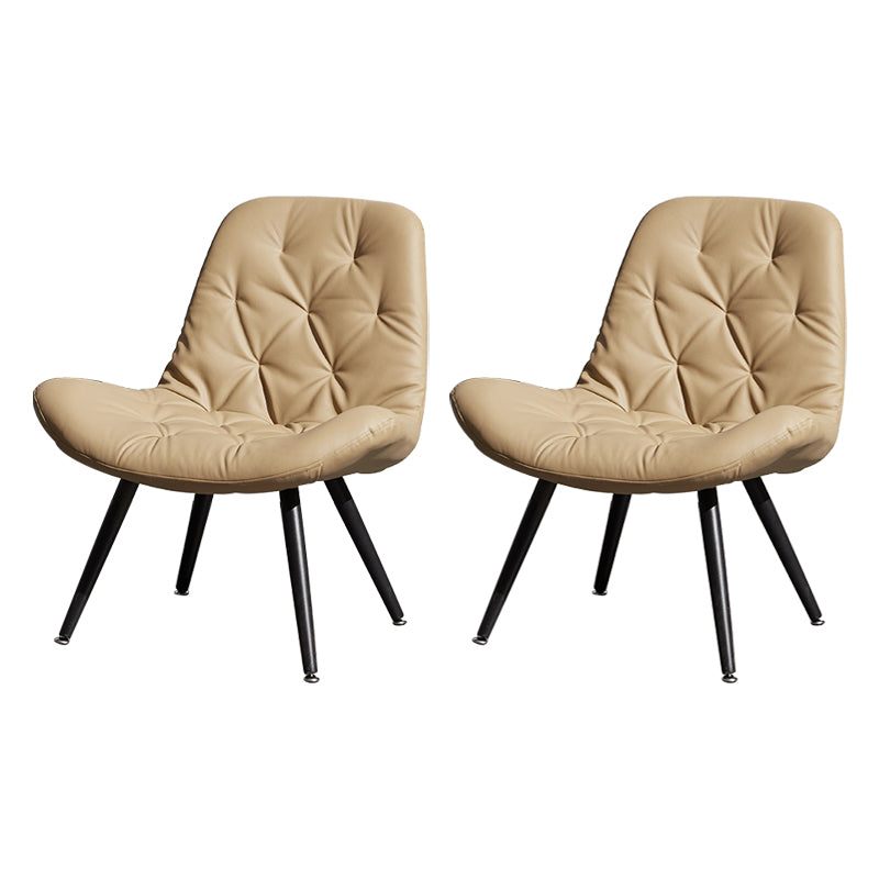 Modern Indoor-Outdoor Chair Metal Home Slipper Upholstered Armless Parsons Chair Camel 2 Piece Set Clearhalo ' kitchen&dining_furn' 'Dining Chairs' 'Dining Tables & Seating' 'dining_chair' 'furn' 'furn_dining_chair' 'Furniture' 'furniture_dining_chair' 'Kitchen & Dining Furniture' 'kitchen' 3871712