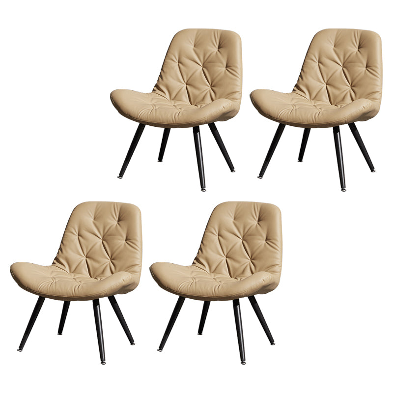 Modern Indoor-Outdoor Chair Metal Home Slipper Upholstered Armless Parsons Chair Camel 4 Piece Set Clearhalo ' kitchen&dining_furn' 'Dining Chairs' 'Dining Tables & Seating' 'dining_chair' 'furn' 'furn_dining_chair' 'Furniture' 'furniture_dining_chair' 'Kitchen & Dining Furniture' 'kitchen' 3871713