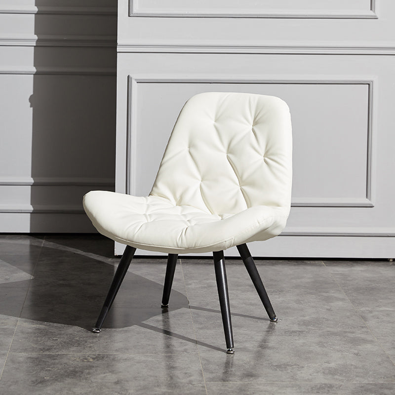 Modern Indoor-Outdoor Chair Metal Home Slipper Upholstered Armless Parsons Chair White 1 Piece Clearhalo ' kitchen&dining_furn' 'Dining Chairs' 'Dining Tables & Seating' 'dining_chair' 'furn' 'furn_dining_chair' 'Furniture' 'furniture_dining_chair' 'Kitchen & Dining Furniture' 'kitchen' 3871714